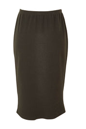 Product shot of the Belle Textured Pull On Skirt in colour Pinegreen (Green), detail