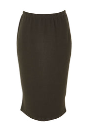 Product shot of the Belle Textured Pull On Skirt in colour Pinegreen (Green), from the front