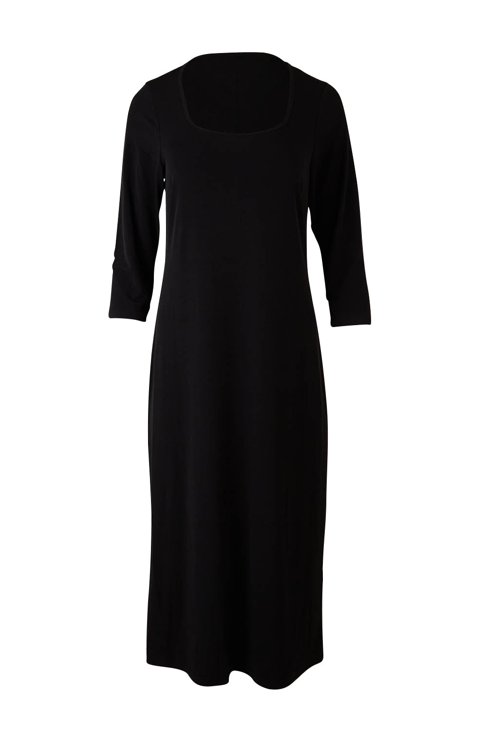Product shot of the Belle 3/4 Sleeve Slip Dress in colour Black (Black), from the front