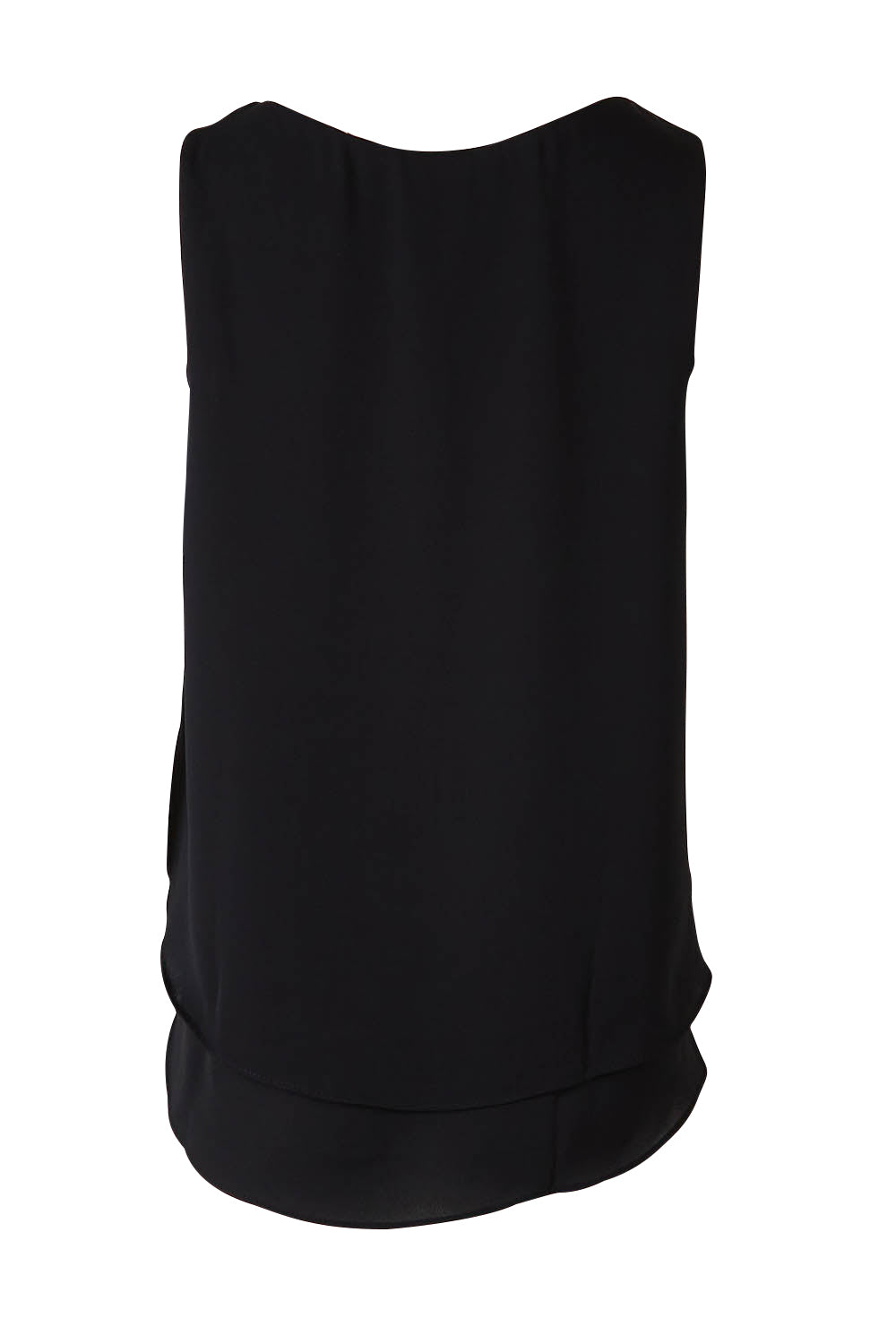 Product shot of the Belle Double Layer Woven Tank in colour Black (Black), from the back
