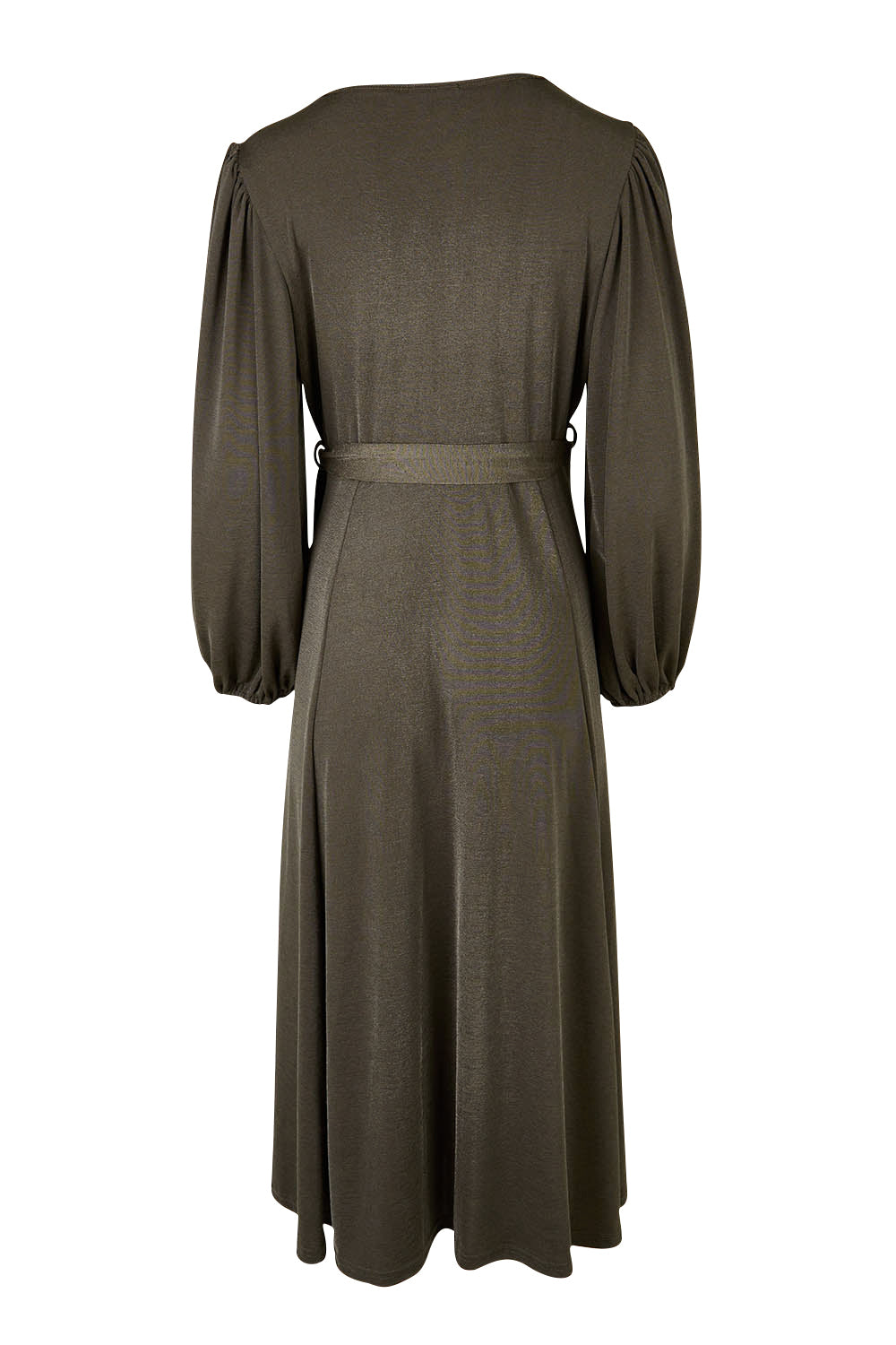 Product shot of the Belle Full Skirt Dress in colour Khaki (Green), from the back