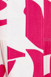 Product shot of the Belle V Panel Tier Dress in colour Pinksorbet (Pink), detail