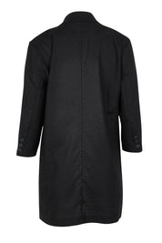 Product shot of the Belle Linen Cotton Long  Blazer in colour Black (Black), from the back