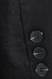 Product shot of the Belle Linen Cotton Long  Blazer in colour Black (Black), detail
