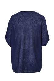 Product shot of the Belle Cool Knit Relaxed Tee in colour Inknavy (Blue), from the back