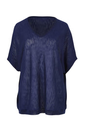 Product shot of the Belle Cool Knit Relaxed Tee in colour Inknavy (Blue), from the front