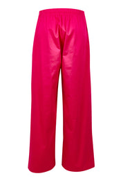 Product shot of the Belle Cotton Comfort Wide Leg Pant in colour Hotpink (Pink), from the back