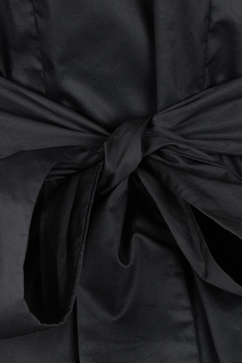 Product shot of the Belle Tie Waist Cotton Shirt in colour Black (Black), detail