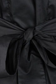 Product shot of the Belle Tie Waist Cotton Shirt in colour Black (Black), detail