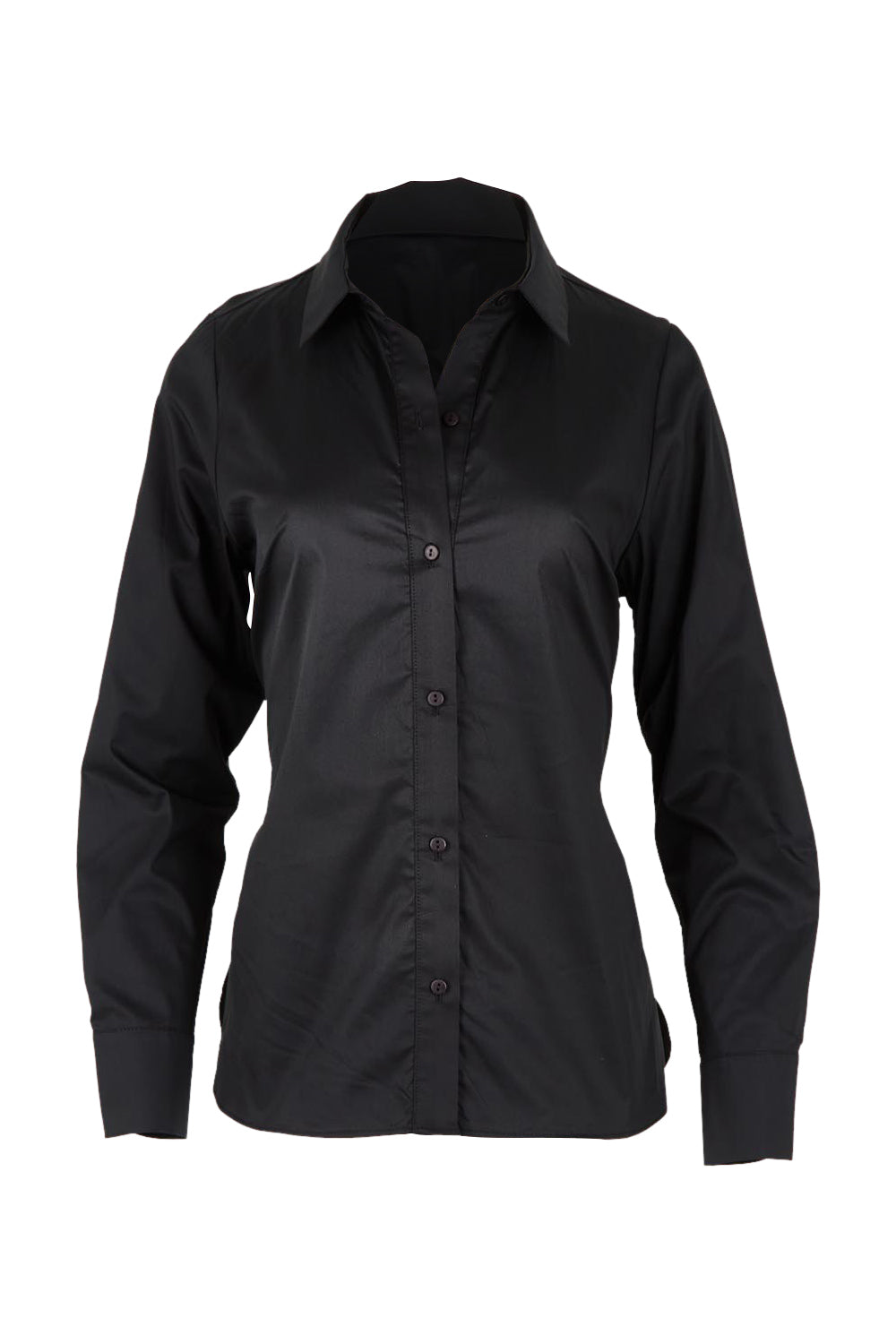 Product shot of the Belle Tie Waist Cotton Shirt in colour Black (Black), from the front
