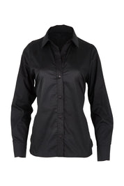 Product shot of the Belle Tie Waist Cotton Shirt in colour Black (Black), from the front