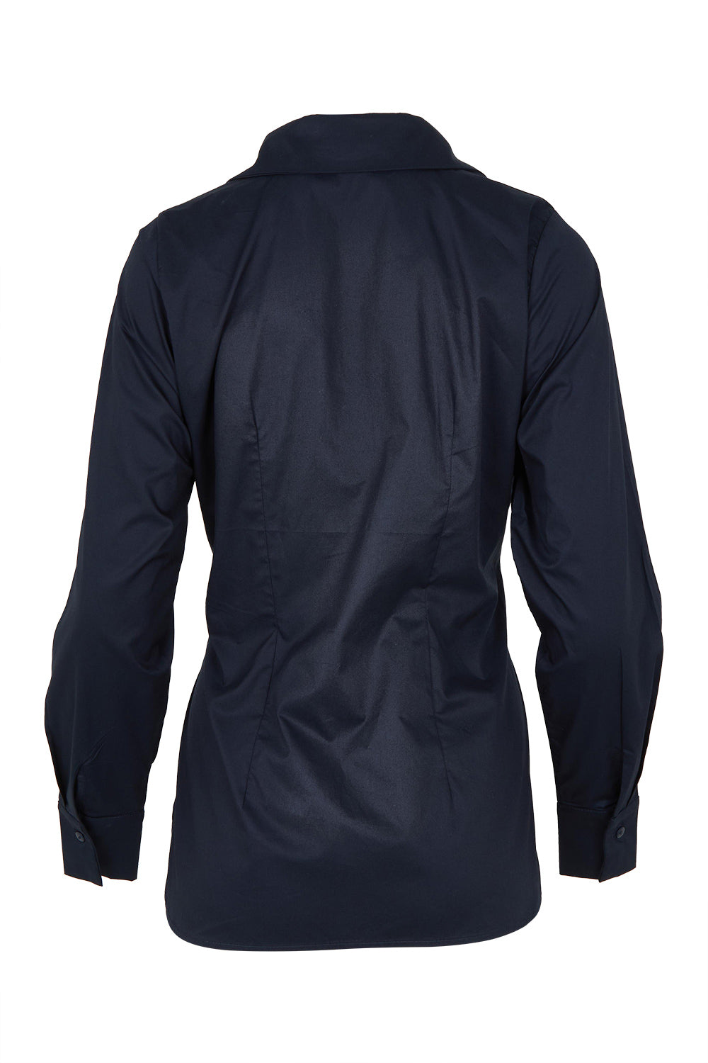 Product shot of the Belle Tie Waist Cotton Shirt in colour Navy (Blue), from the back