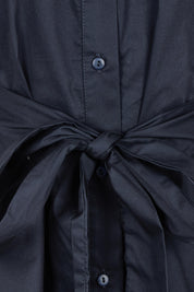 Product shot of the Belle Tie Waist Cotton Shirt in colour Navy (Blue), detail