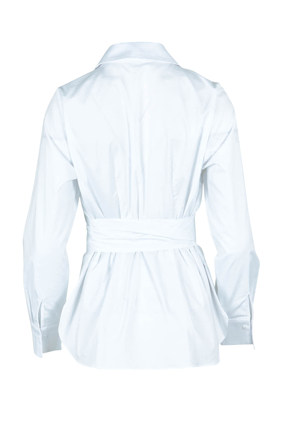 Product shot of the Belle Tie Waist Cotton Shirt in colour White (White), from the back