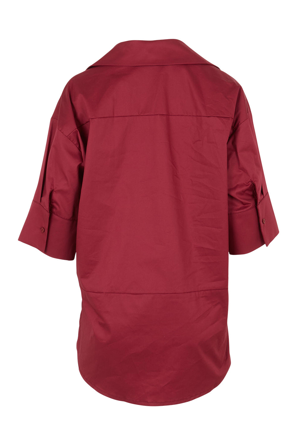 Product shot of the Belle Easy Cotton Pop Over Top in colour Chillired (Red), from the back
