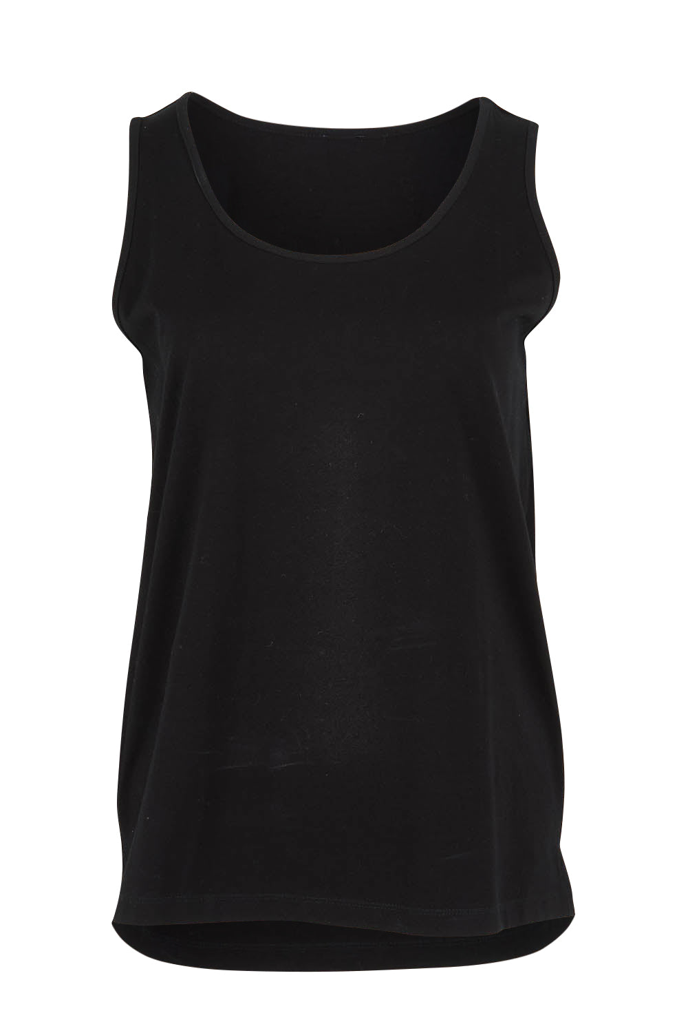 Product shot of the Belle Luxe Cotton Tank in colour Black (Black), from the front