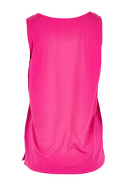 Product shot of the Belle Luxe Cotton Tank in colour Fuschia (Pink), from the back