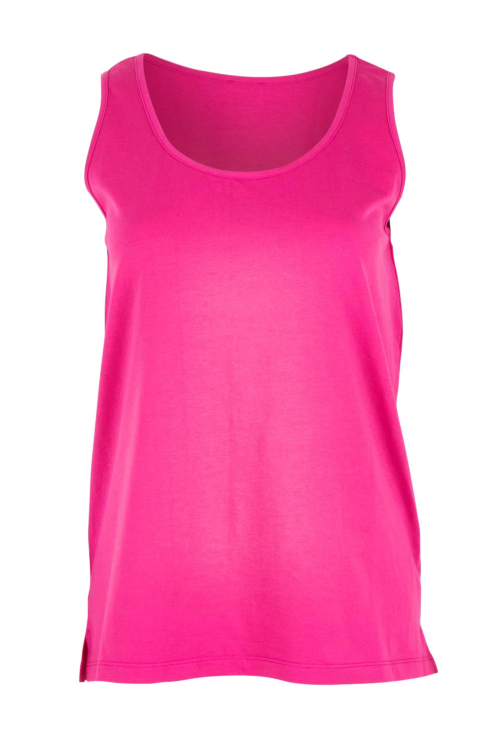 Product shot of the Belle Luxe Cotton Tank in colour Fuschia (Pink), from the front
