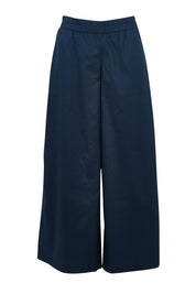 Product shot of the Belle Cotton Palazzo Pant in colour Inknavy (Blue), from the front