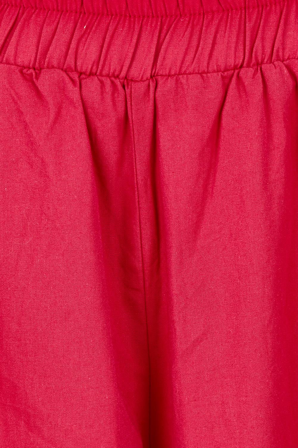 Product shot of the Belle Cotton Palazzo Pant in colour Raspberry (Red), detail