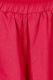 Product shot of the Belle Cotton Palazzo Pant in colour Raspberry (Red), detail
