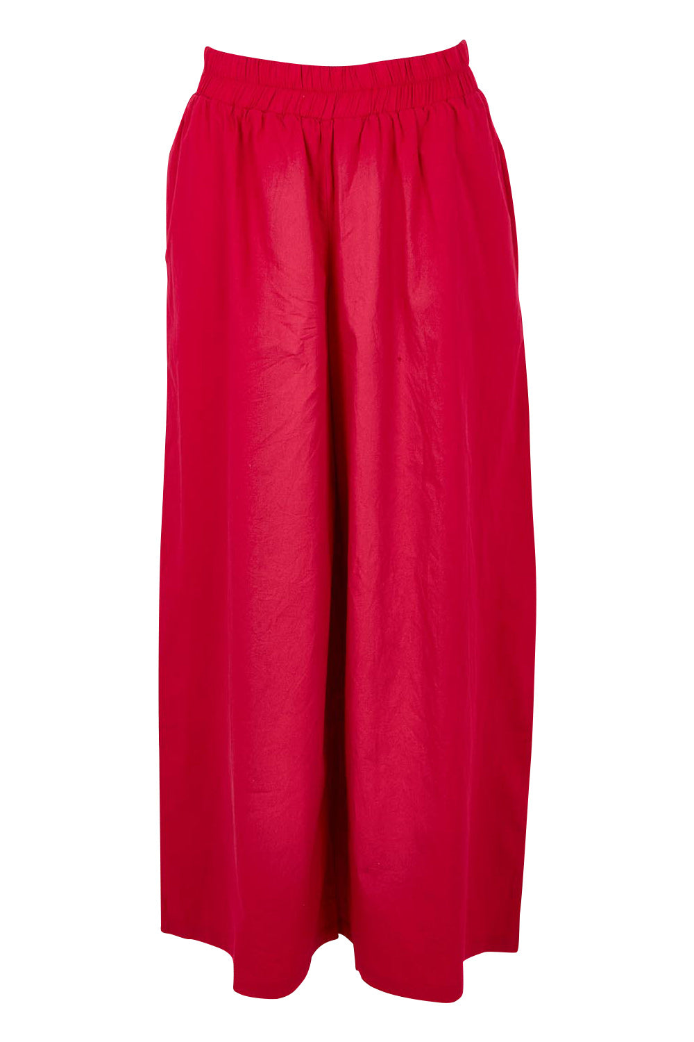 Product shot of the Belle Cotton Palazzo Pant in colour Raspberry (Red), from the front