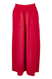 Product shot of the Belle Cotton Palazzo Pant in colour Raspberry (Red), from the front
