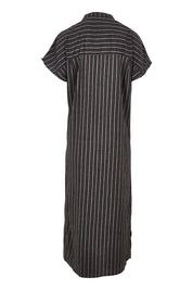 Product shot of the Belle Striped Cotton Shirtmaker Dress in colour Blackred (Black), from the back