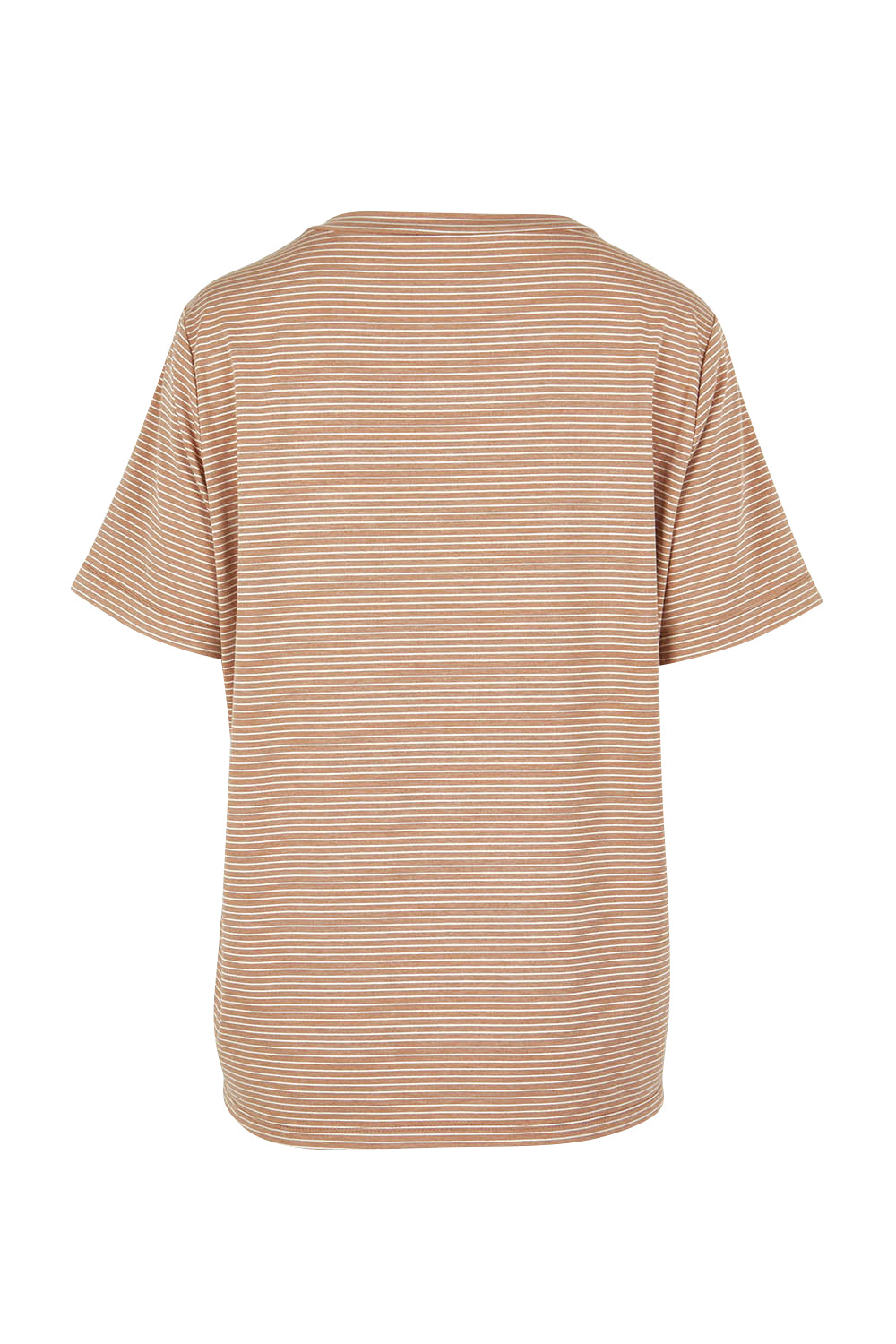 Product shot of the Belle Striped Relaxed Fit Tee in colour Tanwhite, from the back