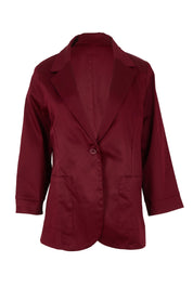 Product shot of the Belle Cotton Comfort Blazer in colour Burgundy (Purple), from the front