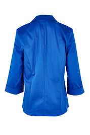 Product shot of the Belle Cotton Comfort Blazer in colour Frenchblue (Blue), from the back