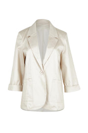 Product shot of the Belle Cotton Comfort Blazer in colour Stone, from the front