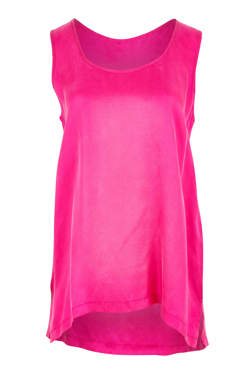 Product shot of the Belle Luxe Cupro Blend Tank in colour Hotpink (Pink), from the front