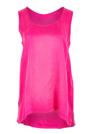 Product shot of the Belle Luxe Cupro Blend Tank in colour Hotpink (Pink), from the front