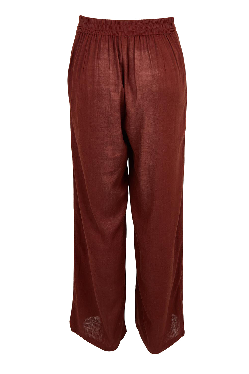 Product shot of the Belle Linen Blend Wide Leg Pants in colour Cocoa, from the back