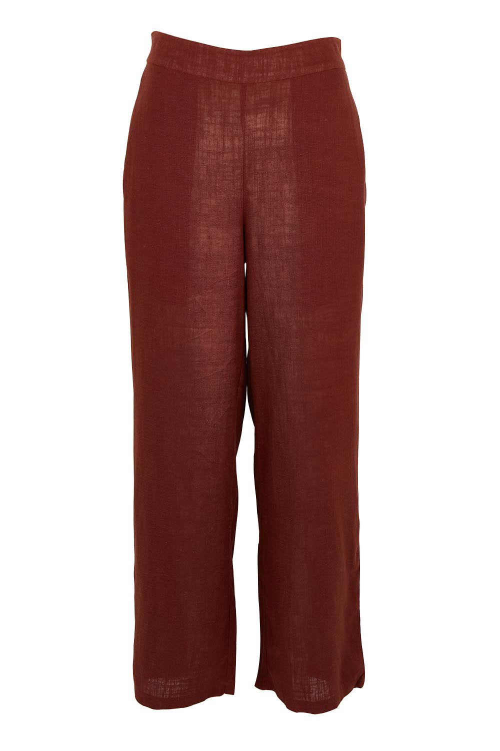 Product shot of the Belle Linen Blend Wide Leg Pants in colour Cocoa, from the front