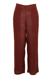 Product shot of the Belle Linen Blend Wide Leg Pants in colour Cocoa, from the front