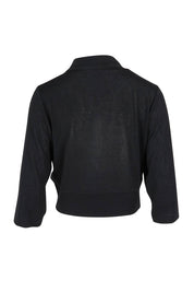 Product shot of the Belle Comfort Shrug in colour Black (Black), from the back