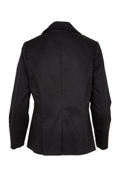 Product shot of the Belle Button Up Cotton Stretch  Blazer in colour Black (Black), from the back