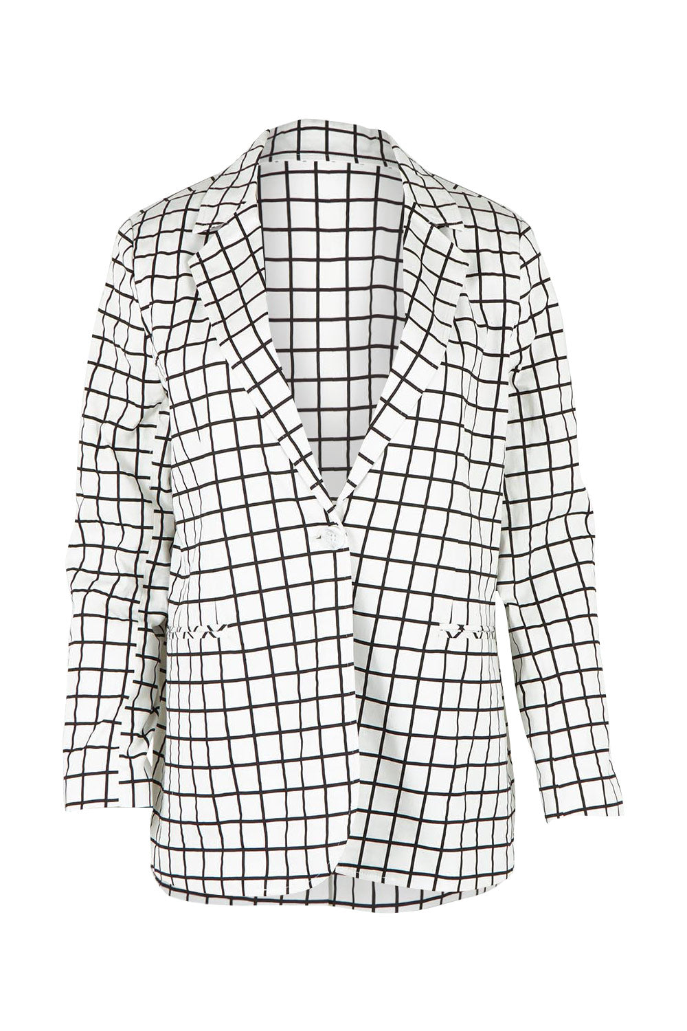 Product shot of the Belle Printed Cotton Blazer in colour Whiteblack (White), from the front