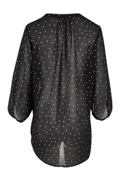 Product shot of the Belle Printed Full Sleeve Shirt in colour Blackwhite (Black), from the back