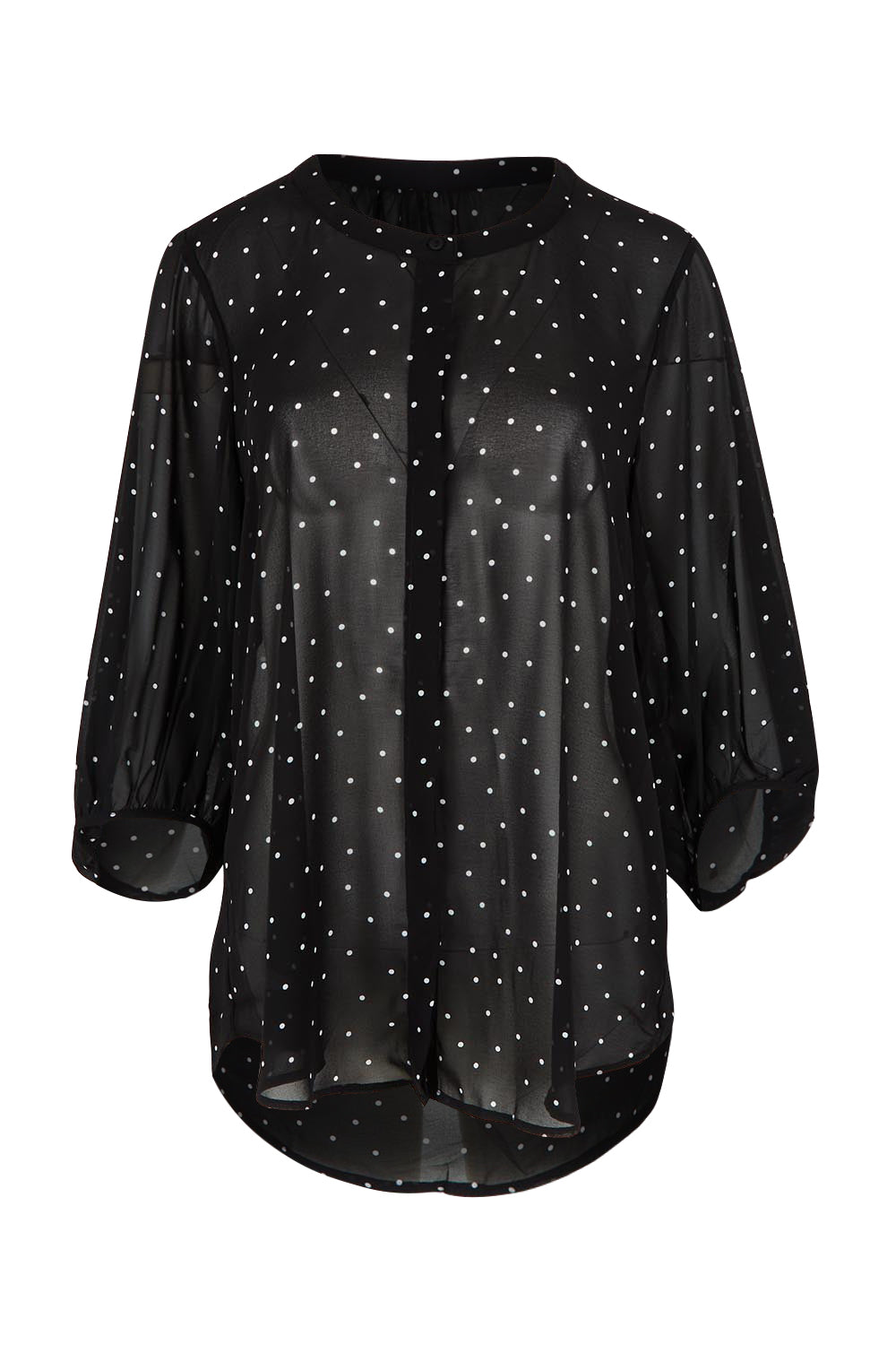 Product shot of the Belle Printed Full Sleeve Shirt in colour Blackwhite (Black), from the front