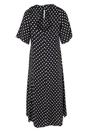 Product shot of the Belle Fluted A Line Dress With Pockets in colour Blackwhite (Black), from the back