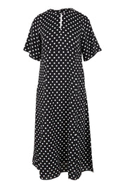 Product shot of the Belle Fluted A Line Dress With Pockets in colour Blackwhite (Black), from the front