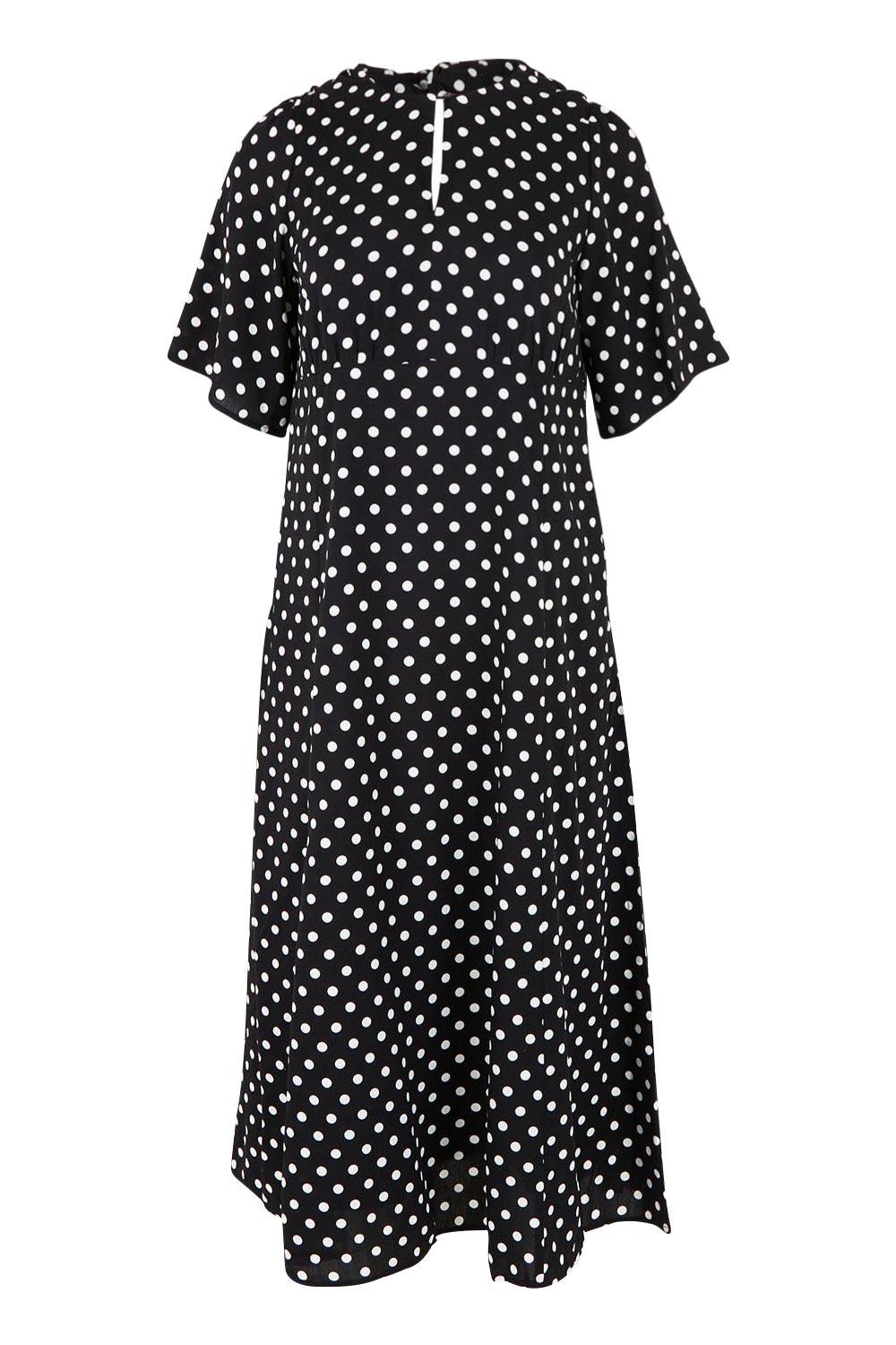 Product shot of the Belle Fluted A Line Dress With Pockets in colour Blackwhite (Black), from the front