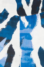 Product shot of the Belle Pull On Printed Wide Leg Pant with Pockets in colour Bluezebra (Blue), detail