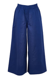 Product shot of the Belle Cotton Stretch Palazzo Pant in colour Sapphire (Blue), from the front