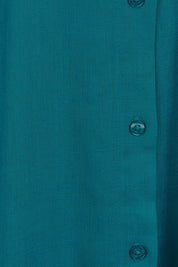 Product shot of the Belle 3 Way Linen Blend Shirtmaker Dress in colour Aqua (Blue), detail