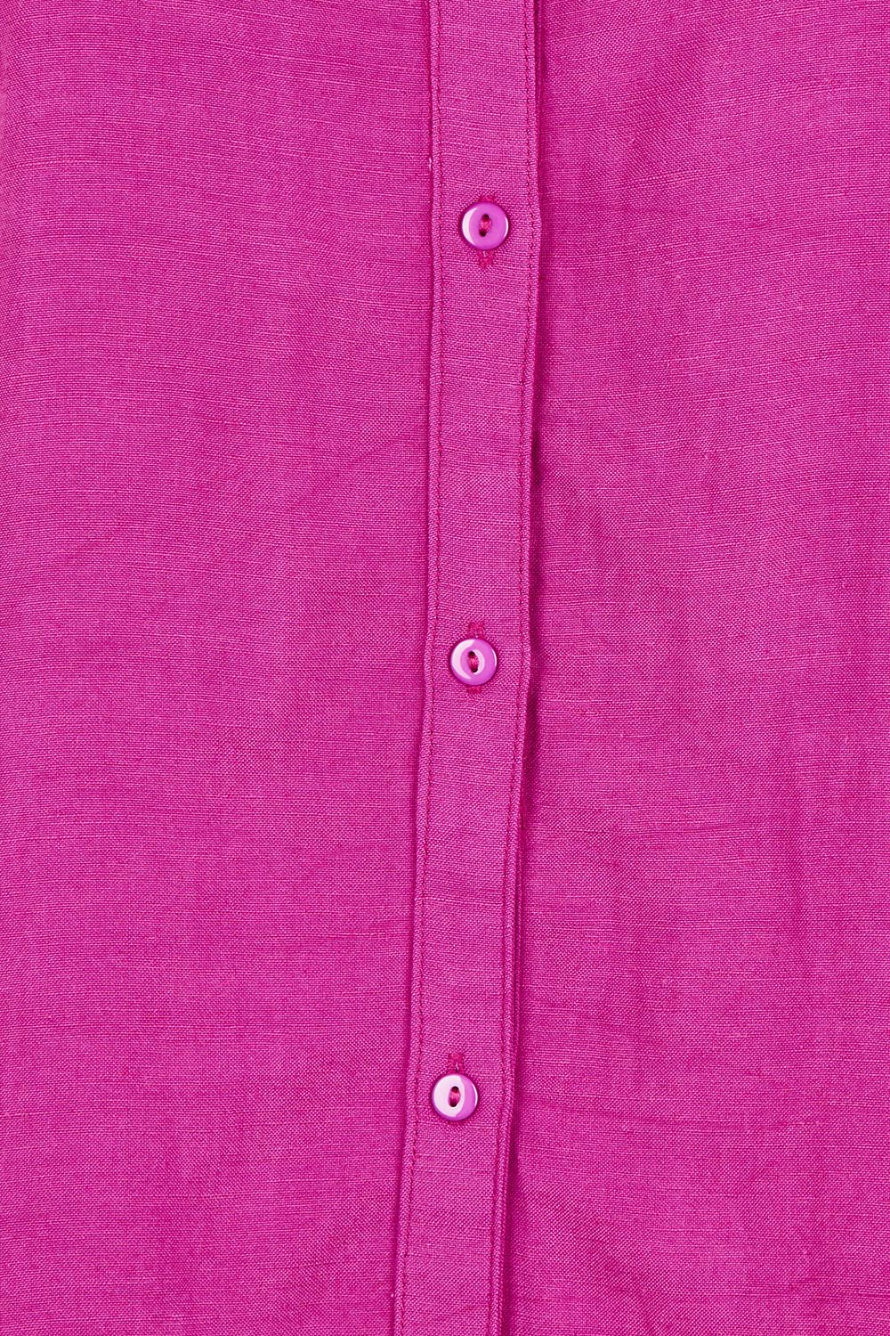 Product shot of the Belle Luxe Shirred Sleeve Shirt in colour Magenta (Pink), detail