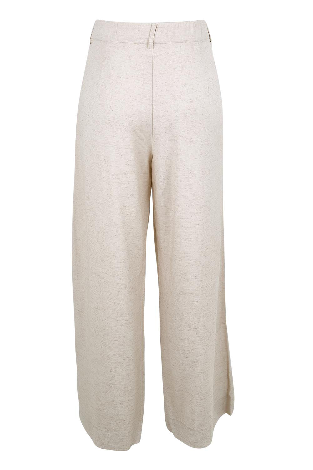 Product shot of the Belle Wear Anywhere Linen Blend Pants – Sand in colour Sand, from the back